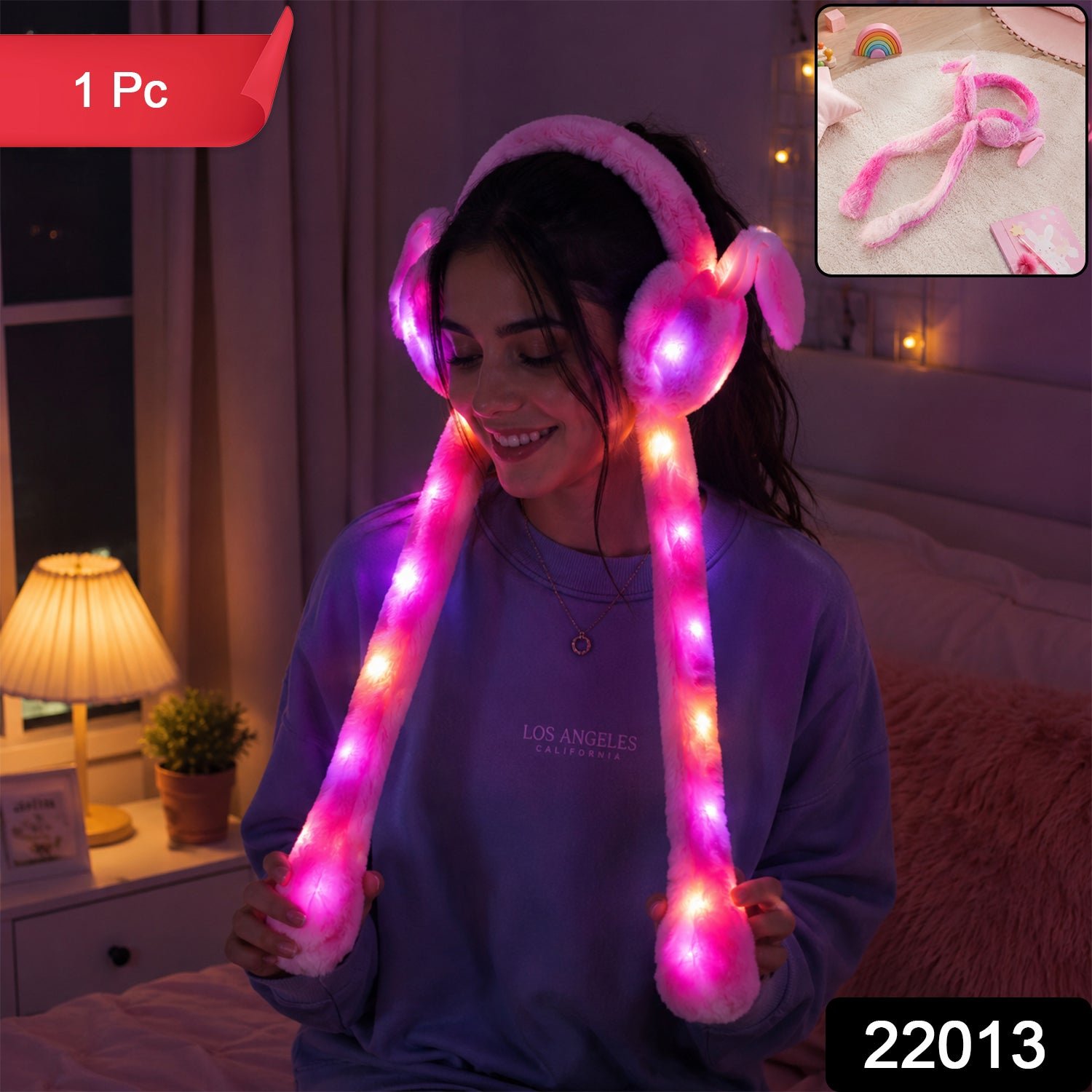 LED Plush Winter Earmuffs with Bunny Ears - Image 2