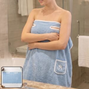 Wearable Cotton Bath Towel with Side Pocket