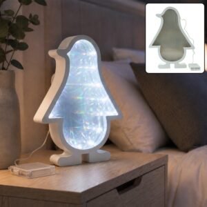 LED Penguin Infinity Mirror Light
