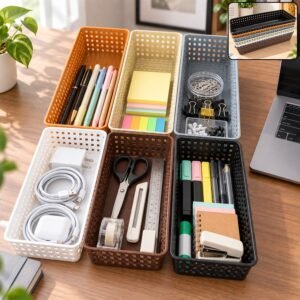 Multi Basket Desk Organizer Rack Set (6 Pc)